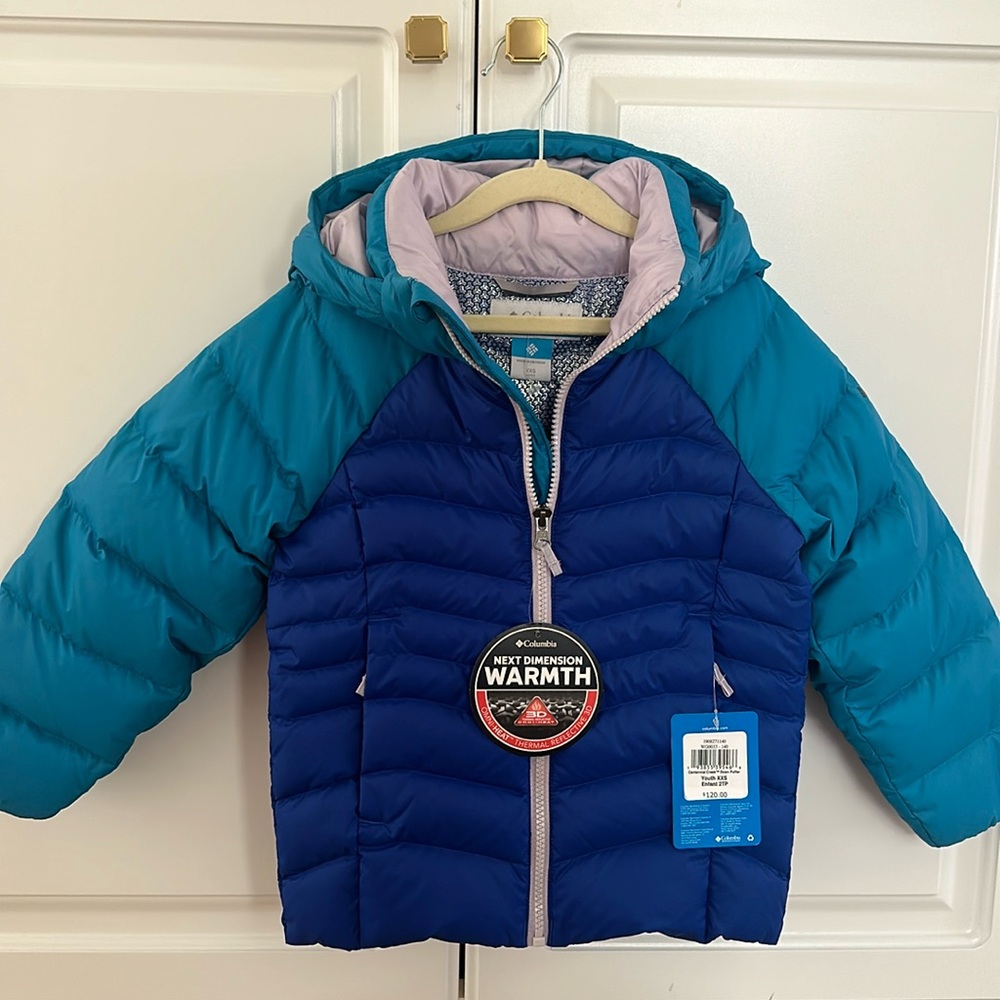 children’s Columbia down puffer jacket.  New with tags never worn.